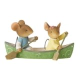 Enesco Tails with Heart Happy Camper Canoeing Mouse Couple Miniature Figurine, 1.73 Inch, Multicolor