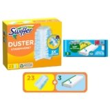 Swiffer Duster Piumini Catturapolvere, 23 Piumini + 3 Panni Lavapavimenti Wet, Cattura e Intrappola Polvere e Sporco, Raggiunge I Punti più Difficili della Casa, Maxi Formato, Scorta per 36 Mesi
