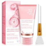 Collagen Night Wrapping Mask, Bio Collagen Real Deep Mask, Maschera al Collagene, Collagen Film Viso, Korean Collagen Overnight Wrapping Peel Off Mask, Hydrolyzed Collagen Mask per Glowing Skin, 75ML