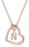LIHELEI Collana Donna Argento, S925 Argento 26 Lettera Maiuscola Con Zirconi Collana Moglie Mamma Fidanzata Compleanno Natale Anniversario Festa Della Mamma Gioielli Donna Regalo – N(Oro rosa)