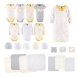 The Peanutshell Baby Layette Gift Set for Baby Boys or Girls – 23 Piece New Born Baby Unisex Gift Set, Baby Clothes & Newborn Essentials Must Haves – Newborn Baby Clothes 0-3 Months – Sunshine