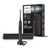 Philips Sonicare 4100 – Spazzolino elettrico Philips Sonicare per adulti con 1 testina sonica Philips W2 Optimal White nera, custodia da viaggio sottile e caricatore USB modello HX3683/54