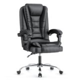 naspaluro Sedia da Ufficio Ergonomica, Poltrona Direzionale con Sedile Largo, Sedia Ufficio Reclinabile con Braccioli Imbottiti et Altezza Regolabile (Senza Poggiapiedi, Nero)