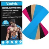 Vautvis Nastro Kinesiologico, 60pcs Tape Sportivo, Kinesio Tape Kinesiologico (25cm X 5cm), Tape Kinesiologico Muscolare, Taping Kinesiologico Per Il Ginocchio, Supporto Muscolare