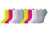 Amazon Essentials Women’s Cotton No-Show Athletic Socks, Lightly Cushioned, 10 Pairs, Pink/Grey/White, 8-12