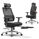 Newtral MAGICH-PRO Sedia Ufficio Ergonomica con Poggiapiedi, Sedia Scrivania Poltrona Bracciolo Poggiatesta Regolabile, Ergonomic Office Chair Oscillazione 96-136° (MAGICH-PRO, Nero)