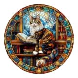 Wooden Puzzles for Adults – Maine Cat Library Wooden Jigsaw Puzzle, Unique Animal Shaped Wood Puzzles Adult, Christmas Birthday Gifts for Friends/Family, Home Decor 11.4 * 11.4in 200pcs