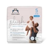 Amazon Brand – Mama Bear Plush Protection Diapers – Size 5, 31 Count, Hypoallergenic Premium Disposable Baby Diapers, White and Cloud Dreams