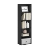 Furinno Luder Libreria a ripiani aperti a colori reversibili a 5 livelli, Legno Nero