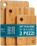 LARHN. Set Taglieri da Cucina in Legno di Bambù – 3 Pezzi Extra Spessi 1,5 cm – Tagliere da Cucina 33×22 / 28×22 / 22×15 cm – Resistenti, Facili da Pulire e Delicati sulle Lame
