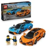 LEGO Speed Champions Lamborghini Revuelto e Huracán STO – Modellini di Auto da Corsa – Macchine Giocattolo con 2 Minifigure dei Piloti – Regalo di Compleanno per Bambini da 10 Anni in su – 77238
