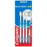 Colgate Spazzolino Extraclean, Setole Allungate Medie Confezione da 4 Pezzi I Pulizia profonda e completa della bocca I Combatte i batteri e l’alito cattivo