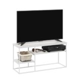 Furinno Moretti Modern Lifestyle TV Stand for TV up to 50 Inch, Solid White/White