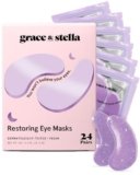 Patch Occhi (24 Paia, Viola) – Maschera Occhiaie e Borse Naturale – Riduce Gonfiori e Rughe – Maschera Occhi in Gel Vegan, Non Testata Sugli Animali – Eye Patch by grace&stella