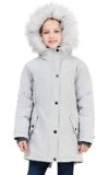 SOLOCOTE Girls Winter Coats Heavyweight Medium Length Warm Jacket With Removable Fur Collar Hooded, SLN2016 Grey 9-10Y