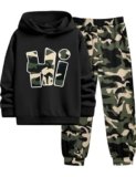 Doumlop Boys Clothes Size 8 Boys Outfits Size 7 Letter Printing Pullover Hoodie and Jogger Pants 2 Piece Kids Clothes Boys Winter Tracksuit Camo