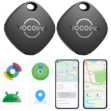 VOCOlinc Smart Tag Tracker Compatibile con Android Google Funzioni Trova o iOS Apple Dov’è App, Bluetooth Localizzatore per Chiavi/Portafoglio/Bagaglio/Zaino Borsa, 2 Pezzi Nero
