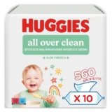 Huggies All Over Clean Salviette Umidificate per Bambini, 560 Salviette, Con Aloe Vera e 99% di Acqua pura, (10 pacchi x 56 pz)