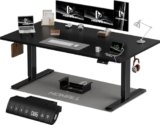 Homall Scrivania elettrica regolabile in altezza, 160 x 80 cm, due supporti telescopici estendibili, con piano diviso in quattro parti, scrivania per computer con funzione memoria