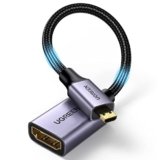 UGREEN Cavo Micro HDMI Adaptador 3D 4K 60hz Alta Velocidad Compatibile con Fotocamere Videocamera Cámara TV PC Laptopp, Grigio