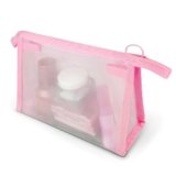 FuninCrea Maglia Trousse Trucchi Donna Nylon Pochette Donna Trucchi con Cerniera, borsa trucco Triangolo 19x13cm Borsa da Toilette Donne Portatile Borsa Trucchi per Cosmetici Cartoleria, Rosa