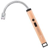 SUPRUS Rechargeable Candle Lighter Electric Arc Triple Safety Long Lighter Stainless Steel Shell & Hanging Hook (Peach Fuzz)