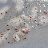 Gold Star Nail Stickers Silver Gold Nail Stickers for Nail Art Heart Sun Moon Bow Nail Decals 5D Self-Adhesive Nails Supplies for Women DIY Manicure Nail Art Decorations 2 Sheets