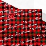 GIOLNIAY Merry Christmas Wrapping Paper for Kids Adults – Holiday Gift Wrap in Red & Black Buffalo Plaid with Handwritten Script and Stars – 4 Jumbo Sheets, 28″×40″ Each, Easy to Store