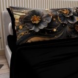 PETTI Artigiani Italiani – Lenzuola in Cotone con Federe in Stampa Digitale, Lenzuola Una Piazza e Mezza, Completo Letto Una Piazza e Mezza, Floreale 22 Nero, 100% Made in Italy