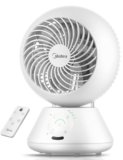 Midea MDF24JRW Ventilatore da Tavolo 28dB, Diametro 20 cm per Circolazione Aria, Portata 18m, Oscillazione 120°+105°, 5 Velocità Regolabili, Timer 15H con Telecomando, Per Camera e Ufficio, Bianco