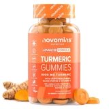 Turmeric Gummies – Curcuma 4000 mg Alta Forza con Zenzero, Curcumina, Pepe Nero e Vitamina D – Supporto per Articolazioni, Immunità, Muscoli e Ossa – Novomins