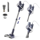 YISORA Aspirapolvere con Filo, Scopa Elettrica con filo 6 in 1 Aspirapolvere e Aspira Briciole, 23kPa 600 W, Lunghezza Cavo 6m, Senza sacco, per Pavimenti duri, tappeti, peli di Animali Domestici (I8