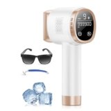 Epilatore Luce Pulsata con Funzione di Raffreddamento a Ghiaccio, Schermo LCD Touch,Modalità di Scorrimento Automatico, Epilatore a Luce Pulsata per Donne e Uomini,Viso, Ascelle, Bikini,Corpo, Bianco