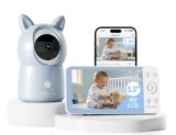 CZEview 5,5″ 2.5K Baby Monitor Video e Audio, Luce Notturna & Musica, Telecamera Bambini, Controllo Tramite APP Mobile & Monitor (Blu)