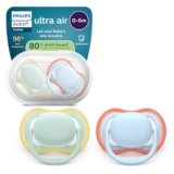 Philips Avent Ultra Start Ciuccio – Design ortodontico, per neonati 0-6 mesi, tettarella simmetrica in morbido silicone, senza BPA, con custodia per la sterilizzazione, confezione da 2, SCF087/01