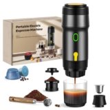 ICARE Macchina Caffe Portatile, Caffettiera Portatile 3-in-1, 20BAR, 92°C Estrazione, 7500mAh, Ricarica USB/12V Auto, Macchina Caffè Espresso per Capsule e Caffè Macinato (Nero)
