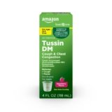 Amazon Basic Care Tussin DM, Cough Plus Chest Congestion Syrup for Adults and Ages 12 and Over, Raspberry Flavor, 4 fl oz (Pack of 1)