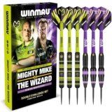 WINMAU Darts Michael ‘MvG’ Van Gerwen Contro Simon ‘The Wizard’ Whitlock | Twin Set | Set di Freccette in Ottone con Punta in Acciaio da 22 g con voli e aste (steli)