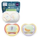 Philips Avent Ultra Air Nighttime Ciuccio – Design ortodontico, per neonati 0-6 mesi, fluorescente, tettarella simmetrica in morbido silicone, senza BPA, confezione da 2, SCF376/25