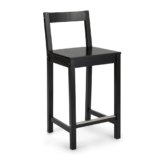 Amazon Basics Sgabello con schienale da bancone della cucina, in legno massello, colore nero, montaggio semplice, stile moderno, altezza 88 cm