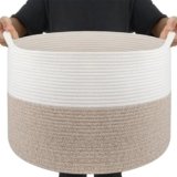 Maliton Cesto Portabiancheria Extra Grande, 50 x 33 cm Cesto Biancheria Sporca con Manici, Cesta Giochi Bambini per Salotto, Bagno, Coperte(Bianco Marrone)