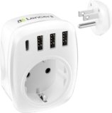 LENCENT Adattatore Presa USA da Viaggio, Presa Americana con 3 USB e 1 Tipo C, Presa Europa a Spina Americana da 2 a 3 pin, Adattatore USA per Stati Uniti, Canada, Cuba, Messico, Spina Tipo B