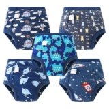 Aolso Cotone Mutandine di Apprendimento per Bambino,5PCS Pantaloni da Vasino,Pannolini Lavabili Riutilizzabile Copripannolino Neonato,Pannolini-Mongolfiera 100