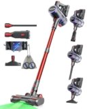 VACTechPro 48000Pa/550W/70Min Aspirapolvere Senza Fili, 1.6L Scopa Elettrica Senza Fili Super Silenzioso, GreenSight™ Aspirapolvere Senza Fili Potente con Sistema di Filtraggio a 8 Strati, Rosso Scuro