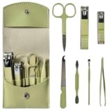 LAC FOR YOU Set Manicure 7 Pezzi – Kit per Unghie e Pedicure Professionale per Donna e Uomo, Set da Viaggio – Verde