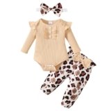ABCRR Baby Girl Clothes Newborn Infant Long Sleeve Ruffle Romper Floral Pants Outfit Set for 0-18 Months
