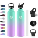 Borraccia Termica 1L, Bottiglia Termica a Prova di Perdite, senza BPA, Riutilizzabile, Facile Pulizia, Borraccia Acciaio Inox con Cannuccia, Termos per Adulto, Campeggio, Ciclismo, Viaggio, Yoga