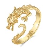 INFUSEU Dragon Rings for Women Gold Cute Viking Gothic Goth Unique Jewelry Cool Grunge Toe Rings Norse Gifts Teen Hippie Animal Claw Punk 925 Sterling Silver