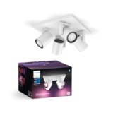 Philips Hue Argenta White & Color Ambiance lampada da soffitto con quattro faretti, faretti LED dimmerabili per il sistema Hue, controllo intelligente della luce tramite voce e app, bianco.