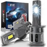 KATUR H3 LED Lampadine Fari per Auto, Canbus 80W 16000LM 6000K Bianco Senza Fili Plug & Play LED H3 Abbaglianti o Anabbaglianti 400% Luminosità 1:1 Mini Dimensioni (Confezione da 2)